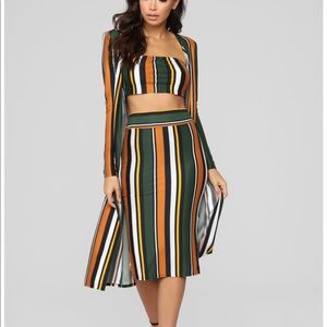 Watch That Tone Striped 3 Piece Set - Camel/Olive